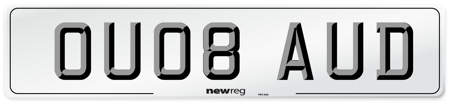 OU08 AUD Number Plate from New Reg